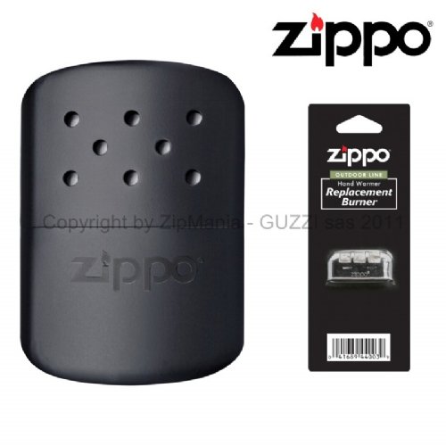 Accessori e Ricambi :: Vetrine e Espositori :: Zippo Scaldamani Handwarmer  BLACK Zippo da Tasca in Metallo + Bruciatore di Ricambio